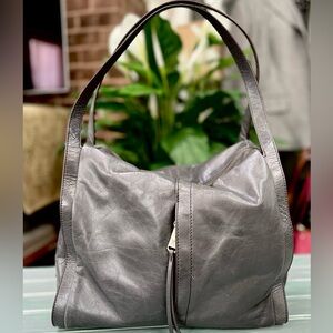 Beautiful HOBO Stormy Grey Leather Satchel